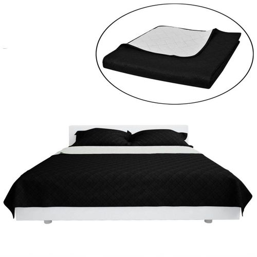 130887 Double-sided Quilted Bedspread Black/White 220 x 240 cm slika 2