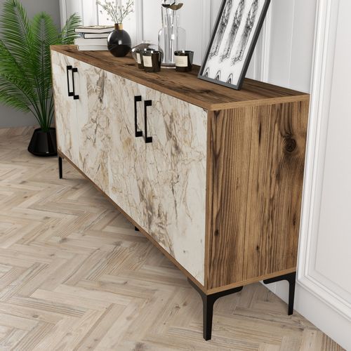 Woody Fashion Komoda, Kiev - Walnut, White Marble slika 4