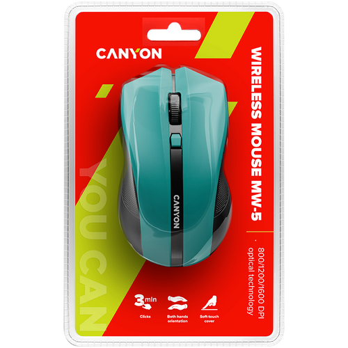 CANYON MW-5 Bežični Optički Miš s 4 Tipke, DPI 800/1200/1600, Zeleni slika 5