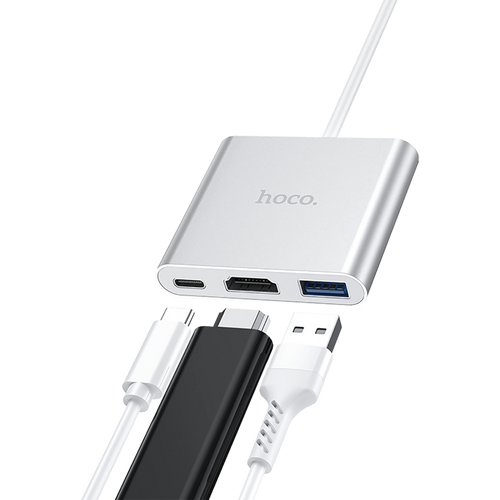 hoco. konverter USB type C to USB3.0/HDMI/PD, HB14 Easy use slika 3