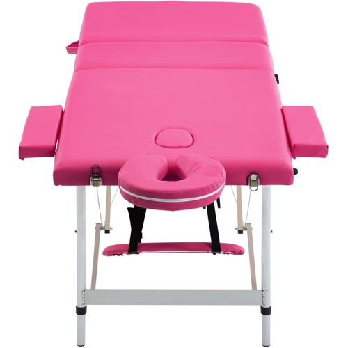 Sklopivi masažni stol s 3 zone aluminijski ružičasti slika 38