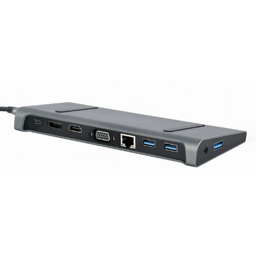 Gembird A-CM-COMBO9-02 USB Type-C 9-in-1 multi-port adapter (Hub3.0 + HDMI + DisplayPort + VGA + PD + LAN + stereo audio) slika 3