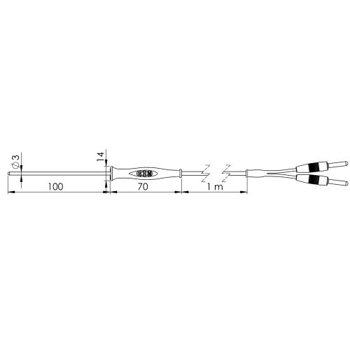 Greisinger GF1T-T3-B-BS senzor za uranjanje  -70 do +250 °C  Tip tipala Pt1000 slika 1