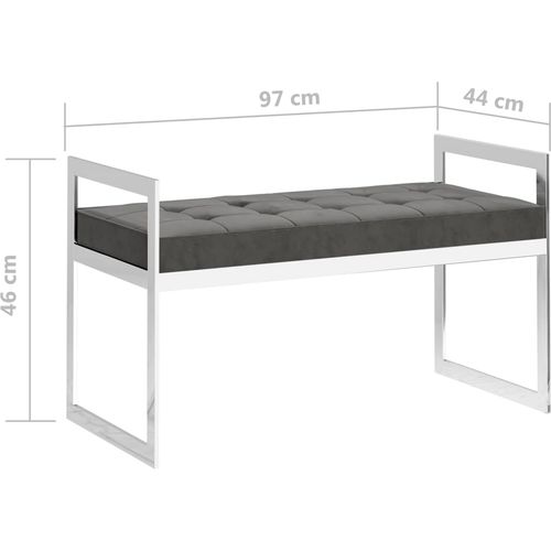 Klupa od sivog baršuna i nehrđajućeg čelika 97 cm slika 25