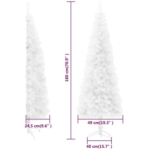 Tanka umjetna polovica božićnog drvca sa stalkom bijela 180 cm slika 9