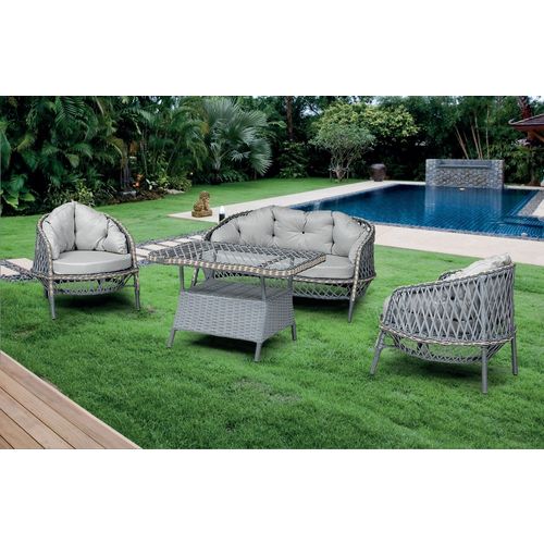 Lerra (1+1+3+Sehpa) Grey Garden Lounge Set slika 1