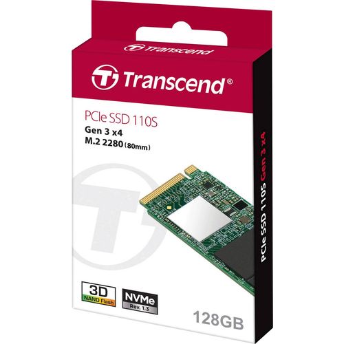 Transcend TS128GMTE110S M.2 NVMe 128GB SSD, DRAM-less, Read up to 1,800 MB/s, Write up to 1,500 MB/s (single sided), 2280 slika 2