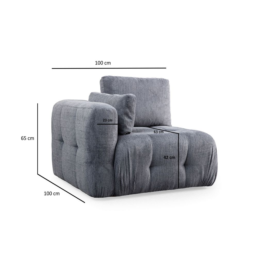 Amaris Sofa na Tri Sjedala s Pouffom - Siva Ugaona Sofa slika 9
