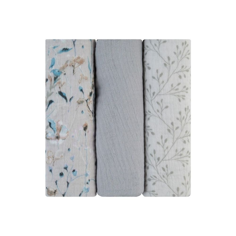 Kikka Boo Muslin pelene Dreamy Fields Grey 75x75cm, 3kom slika 2