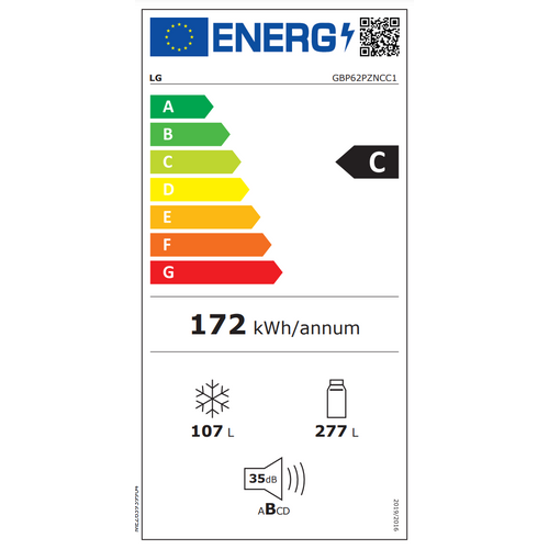 LG GBP62PZNCC1 Kombinovani frižider sa donjim zamrzivačem, DoorCooling+™ tehnologija, kapacitet 384L slika 14