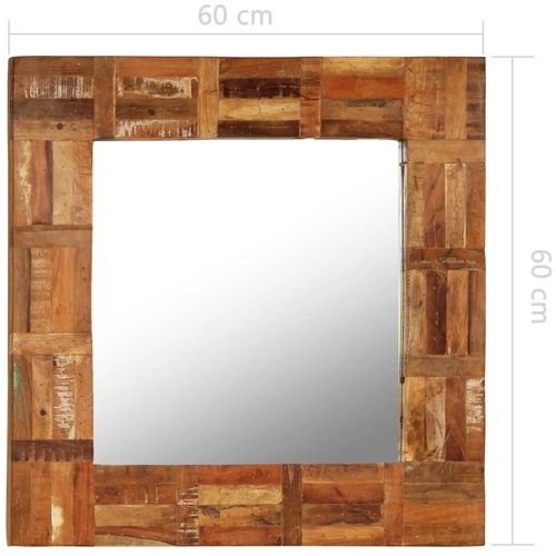 Zidno ogledalo od masivnog obnovljenog drva 60 x 60 cm slika 38