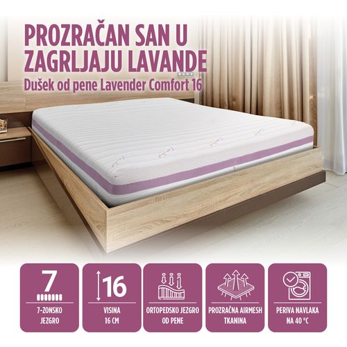 Dušek od pene Hitex Lavanda Comfort 16 white 120x200 cm slika 3