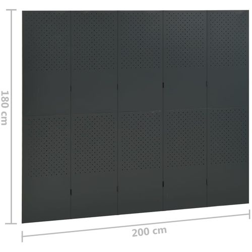 Sobna pregrada s 5 panela antracit 200 x 180 cm čelična slika 6