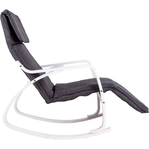 Fotelja za ljuljanje siva s bijelim naslonom za ruke i osloncom za noge slika 4
