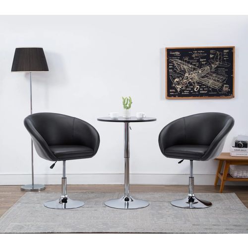 Okretna blagovaonska stolica od umjetne kože crna slika 10