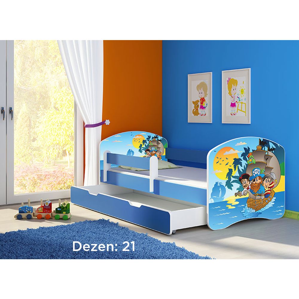 ACMA Dječiji krevet Acma II sa ladicom Blue - 140x70cm - Dezen 21 slika 2