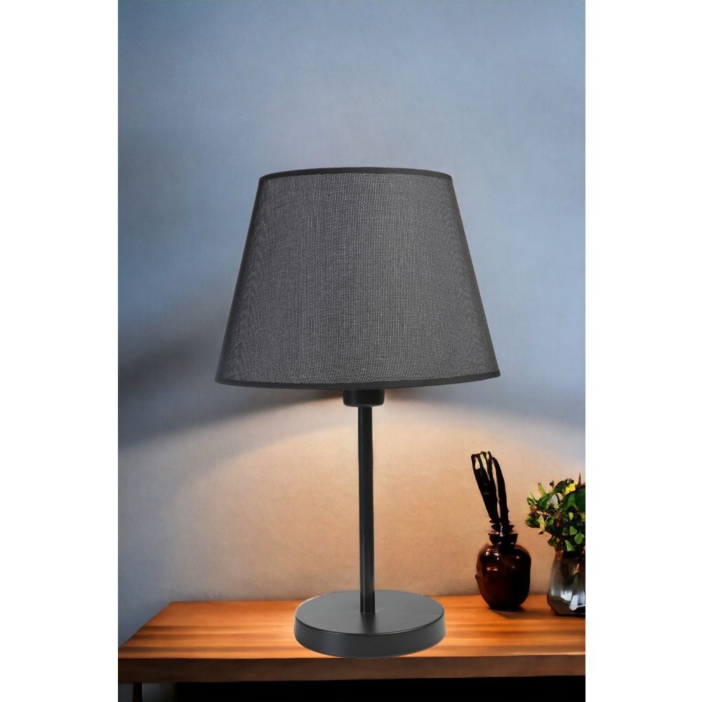 Ala Siyah Pramit Hasır Abajurlu Masa Lampa slika 2