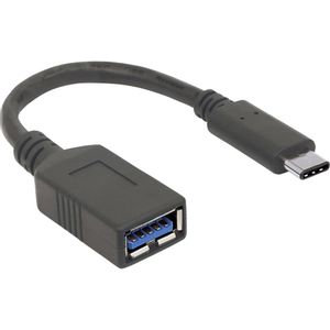 Manhattan USB kabel USB 3.2 gen. 1 (USB 3.0) USB-C® utikač, USB-A utičnica 0.15 m crna utikač primjenjiv s obje strane 355285