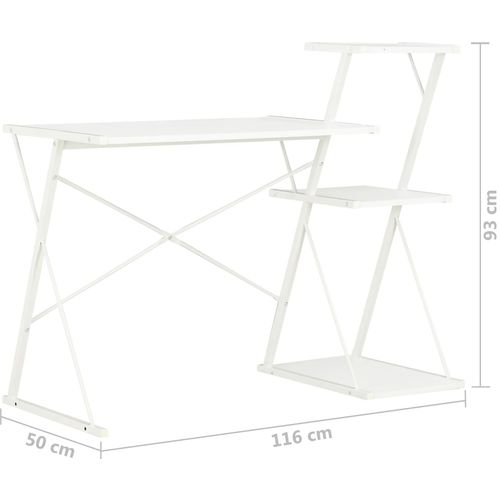 Radni stol s policom bijeli 116 x 50 x 93 cm slika 22