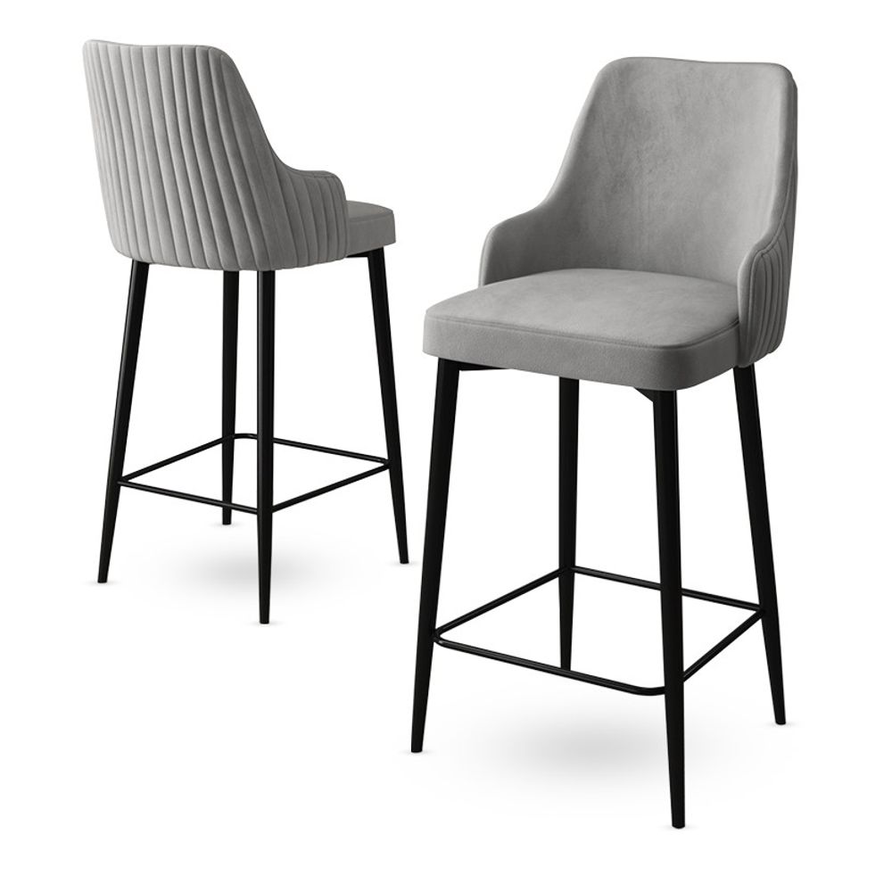 Set od 2 Bar Stolice Enox - Siva, Crno Siva slika 3
