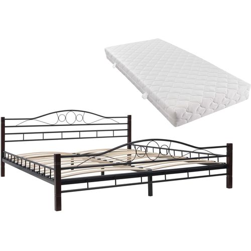 275849 Bed with Mattress Black Metal 180x200 cm(246743+241405) slika 2