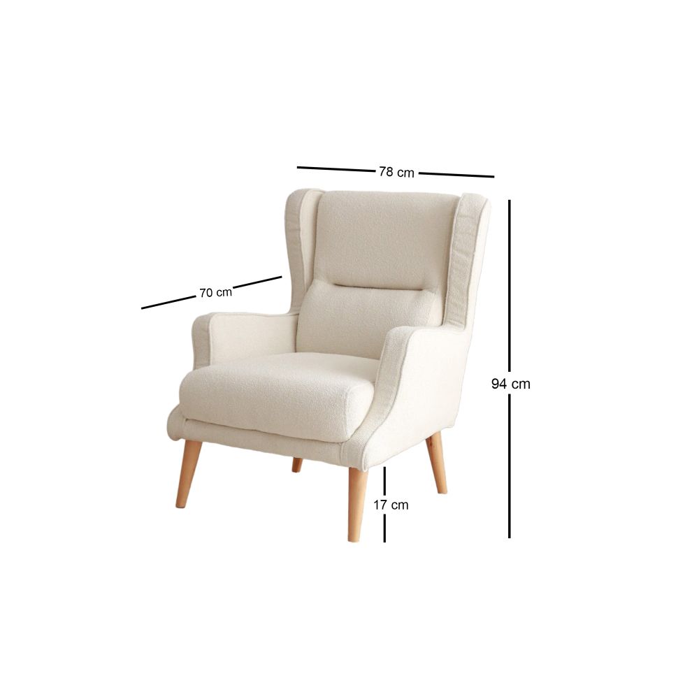 Klam - Kremasti Wing Chair slika 7