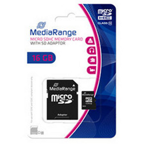 MEDIARANGE Mem. kartica microsdhc 16gb mediarange + sd adapter c10 mr958 slika 1