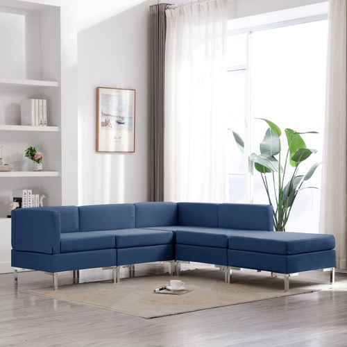 5-dijelni set sofa od tkanine plavi slika 32