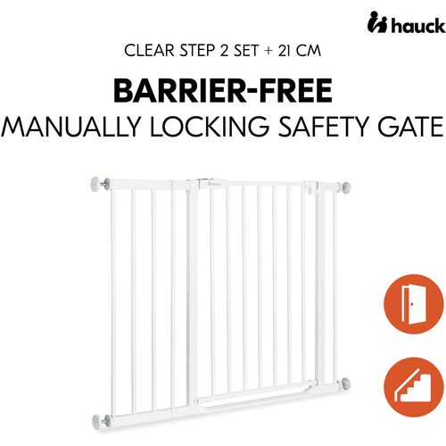 Hauck zaštitna ograda Clear Step 2 Set (75 - 80 cm) + 21cm uključenoga produžetka - Bijela slika 2