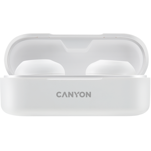 CANYON TWS-1 Bluetooth headset, with microphone, BT V5.0, Bluetrum AB5376A2, battery EarBud 45mAh*2+Charging Case 300mAh, cable length 0.3m, 66*28*24mm, 0.04kg, White slika 1