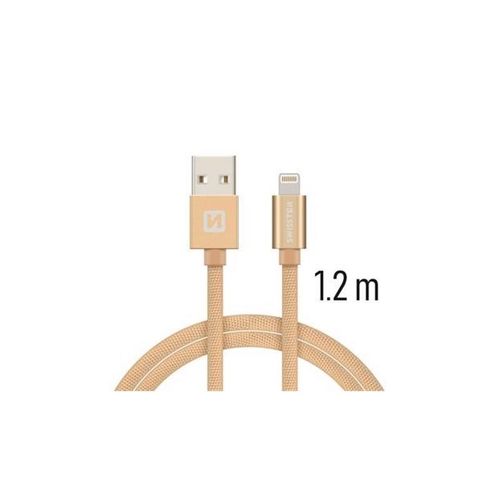 SWISSTEN kabel USB/Lightning, platneni, 3A, 1.2m, zlatni slika 1