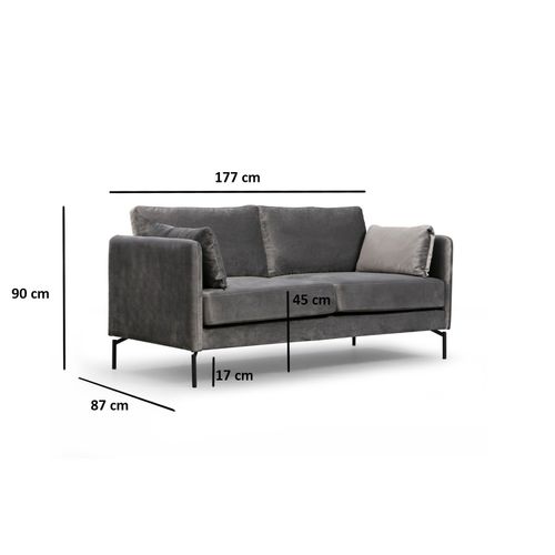 Atelier Del Sofa Dvosjed, Sivo, Sino 2 Seater slika 8