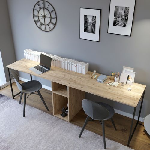 Hanah Home Ä°kili Ã‡alÄ±ÅŸma MasasÄ± L196 Oak Study Desk slika 1