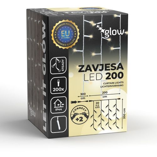 Home deco 200 LED zavjesa/ toplo bijela slika 1