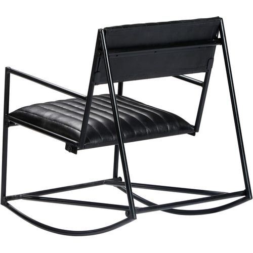 282905 Rocking Chair Black Real Leather slika 5