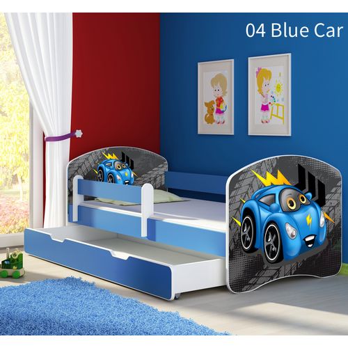 Dječji krevet ACMA s motivom, bočna plava + ladica 160x80 cm 04-blue-car slika 1