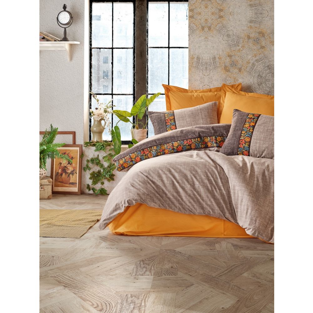 Set posteljine od ranforce pamuka Folk Art - Boja: Mink slika 1