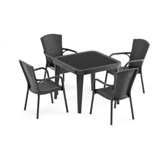Tilia Garnitura Royal, sto i 4 stolice, 90X90 Crna slika 1