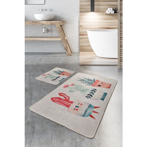 Happy Cactus Multicolor Bathmat Set (2 Pieces) slika 1