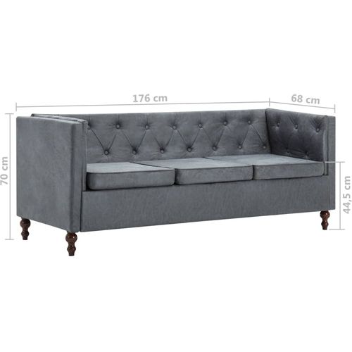 Trosjed Chesterfield s presvlakom od tkanine sivi slika 30