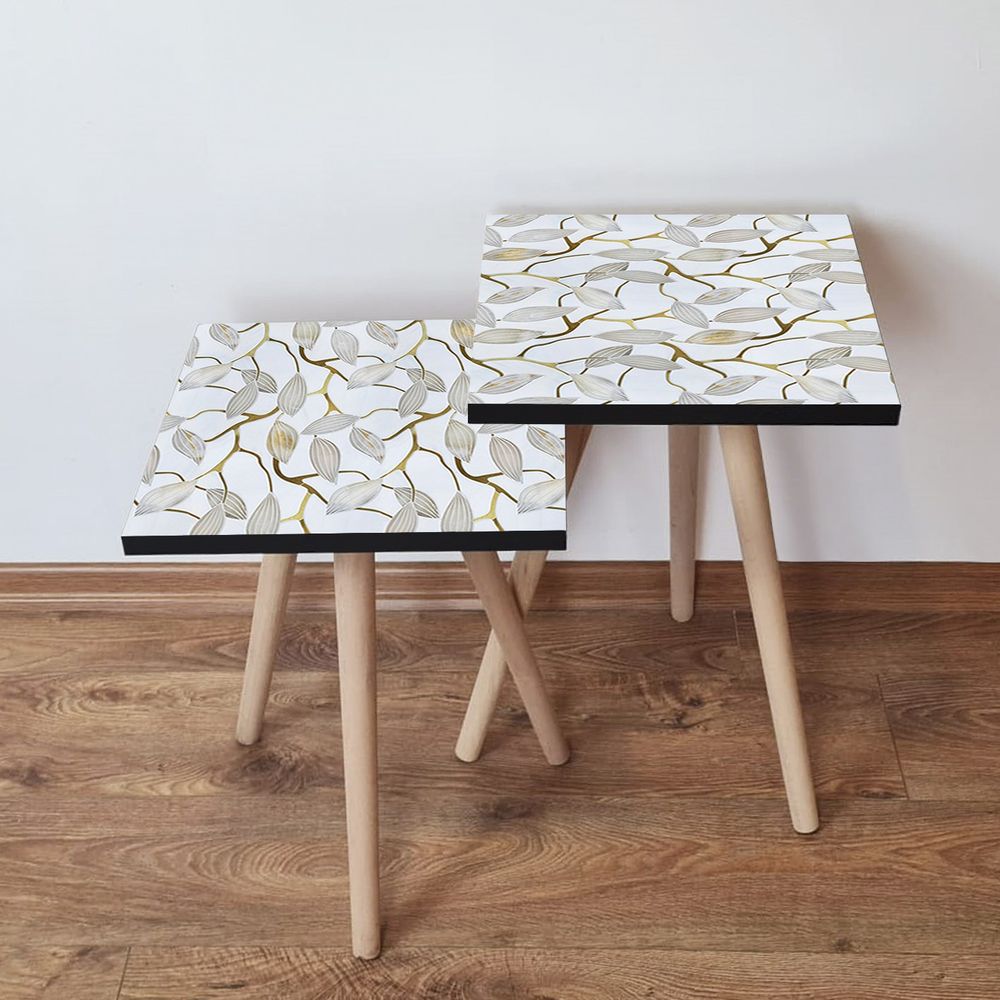 Nesting stolovi 2Shp270 - (2 komada) - boje: bijela, siva, zlatna slika 1
