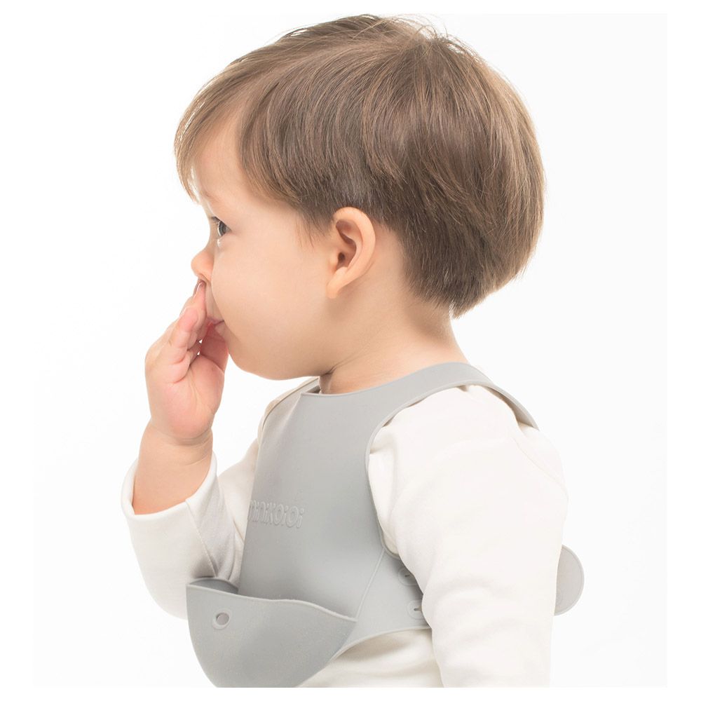 Minikoioi Silikonski siperak Flexi Bib, Sivi slika 6