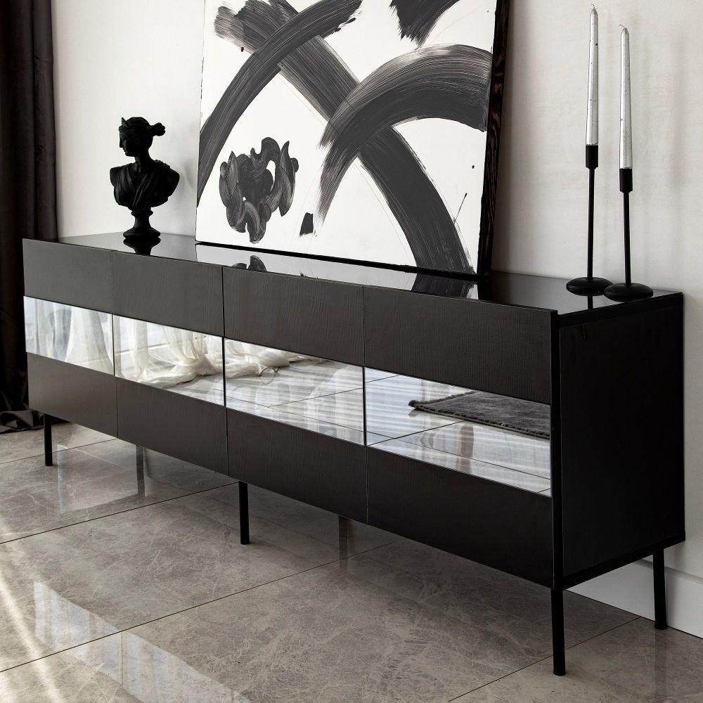TV Stalak Leon - Crni, Fume Black slika 3