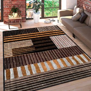 Elegantni Tepih WOOSONIL096 u Bijeloj, Narančastoj, Smeđoj i Crnoj Boji (160 x 230 cm)