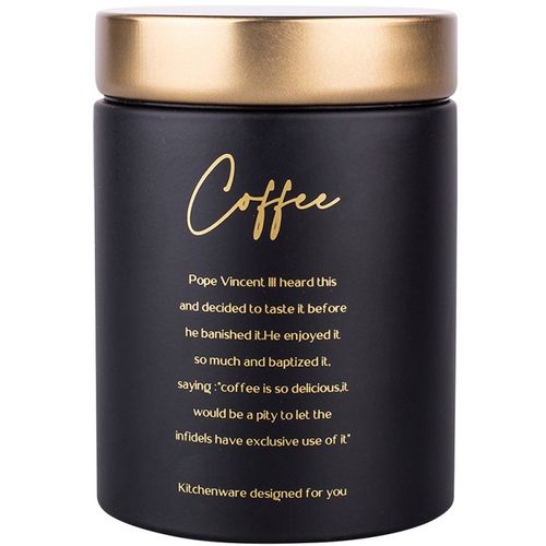 Altom Design posuda za kavu sa zlatnim poklopcem Coffee, 11x11x15 cm, crna, 0204018430 slika 1