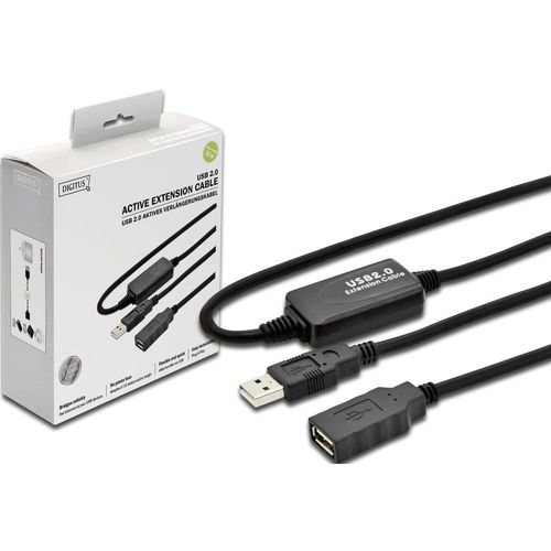 Digitus USB kabel USB 2.0 USB-A utikač, USB-A utičnica 10.00 m crna  DA-73100-1 slika 2