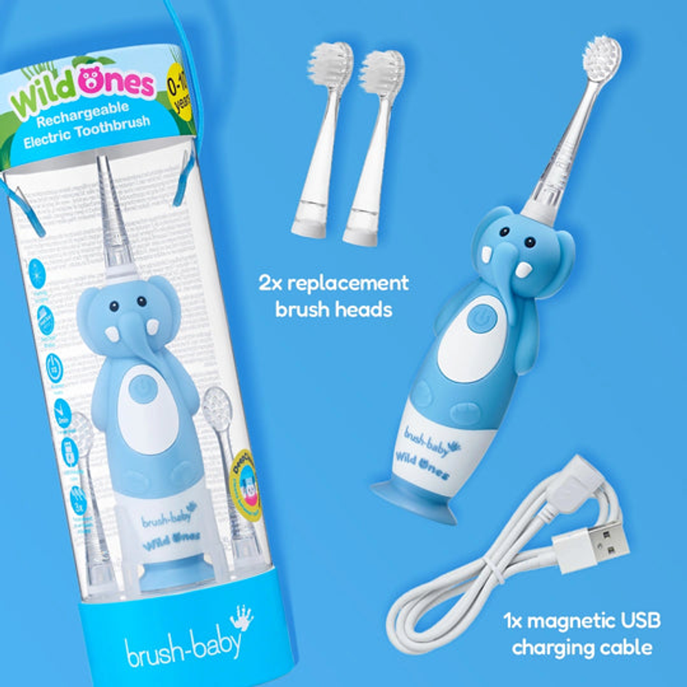 Brush-Baby Dječija punjiva električna četkica WildOnes - Slon slika 8