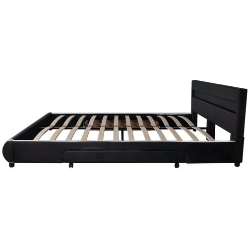 Okvir za krevet od umjetne kože s ladicama i LED svjetlom crni 180 x 200 cm slika 17