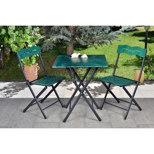 Floriane Garden Set vrtnih stolova i stolica (3 komada), zelena crna boja, Bistro Set 6