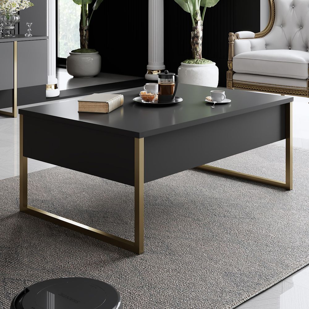 Stol za kafu Luxe - Antracit, Zlatno Antracit slika 1